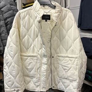 Lucky Brand Cream Quilted Puffer Jacket